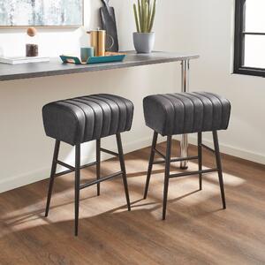 Bude Faux Leather Bar Stool Grey