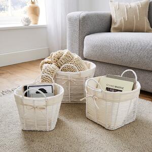 Set of 3 Round Purity Baskets White