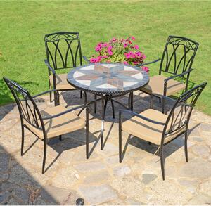 Memphis 91cm Patio Table with 4 Austin Chairs Set Green