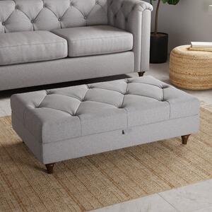 Chesterfield Soft Texture Storage Footstool Grey