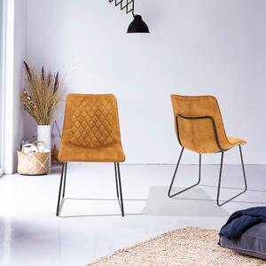 Indus Valley Set of 2 Saturn Turmeric Upholstered Dining Chairs Turmeric