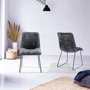 Set of 2 Saturn Grey Upholstered Dining Chairs Grey
