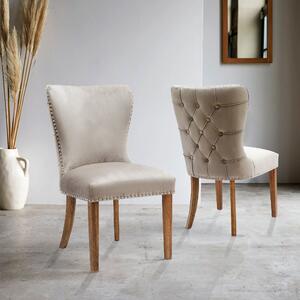 Set of 2 Aero Upholstered Dining Chairs Taupe