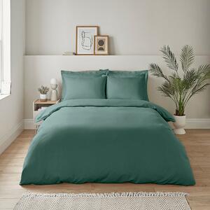 Super Soft Microfibre Plain Duvet Cover and Pillowcase Set Forest (Green)