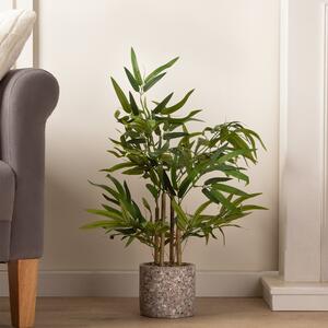 Artificial Bamboo Tree in Cement Patterned Plant Pot Green