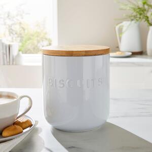 Ceramic Biscuit Canister White White
