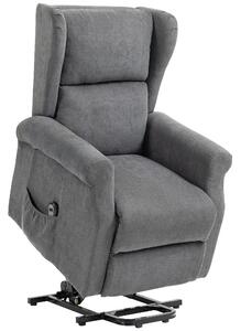 HOMCOM Power Lift Recliner Armchair, Electric Lift Chair for Elderly, Fabric Riser and Reclining Chair with Remote Control, Side Pockets, Extended Footrest, for Living Room, Charcoal Grey