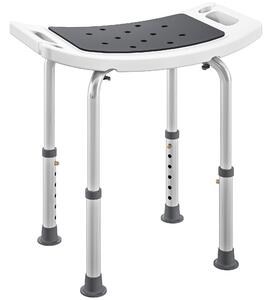 HOMCOM 6-Level Height Adjustable Aluminium Bath Room Stool Chair Shower Non-Slip Design w/ Padded Seat Drainage Holes Foot Pad, Grey