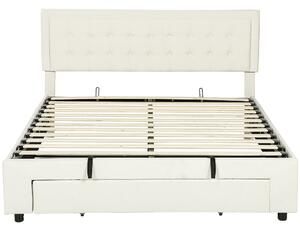 HOMCOM King Size Ottoman Bed Frame, with Front Drawer - Cream