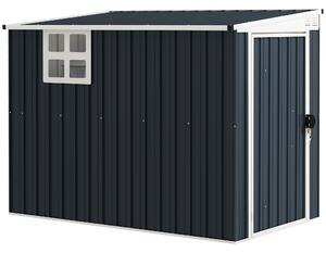 Outsunny 7.6 x 4ft Garden Metal Shed, Outdoor Storage Shed with Window, 2 Vents and Lockable Door for Garden, Patio, Dark Grey