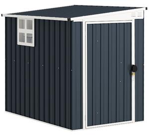 Outsunny 4 x 6ft Garden Metal Shed, Outdoor Storage Shed with Window, 2 Vents and Lockable Door for Garden, Patio, Dark Grey