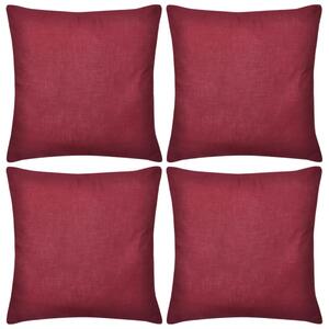 4 Burgundy Cushion Covers Cotton 80 x 80 cm