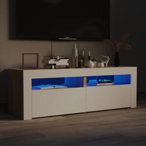 TV Cabinet with LED Lights White and Sonoma Oak 120x35x40 cm