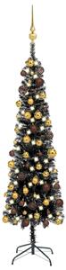 Slim Christmas Tree with LEDs&Ball Set Black 150 cm