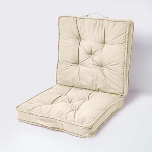 Beige Cotton Travel Back Support and Seat Pad Booster Cushion