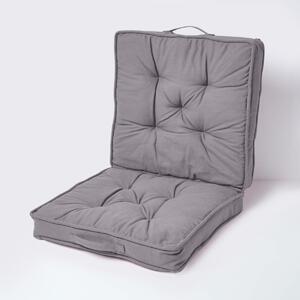 Homescapes Cotton Travel Support Booster Cushion, 50 x 50 cm, Grey, 100% Cotton Cover, Carry handle, Premium High Density Filling