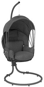 Outsunny Hanging Egg Chair Swing Hammock Chair with Stand, Cushion and Retractable Canopy, for Indoor and Outdoor, Grey