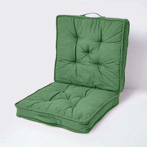Dark Green Cotton Travel Back Support and Seat Pad Booster Cushion