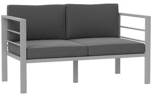 Outsunny Two-Seater Aluminium Garden Sofa - Grey