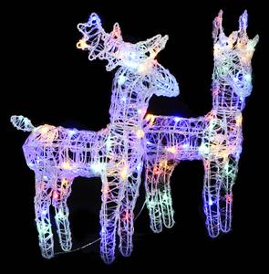 Christmas Reindeers 2 pcs Multicolour 80 LEDs Acrylic