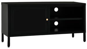 TV Cabinet Black 90x30x44 cm Steel and Glass