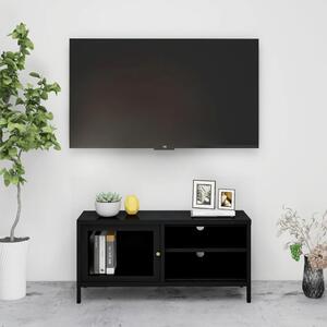 TV Cabinet Black 90x30x44 cm Steel and Glass