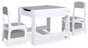 Children's Table with 2 Chairs White MDF