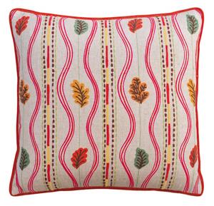Falling Leaves Multi, Sustainable Feather, Cushion, Autumn - Andrew Martin Kit Kemp Linen & Linen Blend Embroidered & Floral