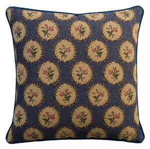 Bobbin Indigo, Sustainable Feather, Cushion - Andrew Martin Kit Kemp Linen & Linen Blend Embroidered & Floral & Weave