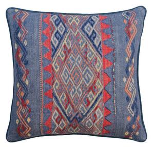 Frida Denim, Sustainable Feather, Cushion - Andrew Martin Kit Kemp Cotton Blend & Linen Blend & Viscose Blend Geometric