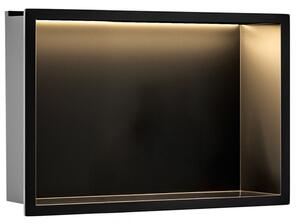 Bathroom shelf LED 30x45 black