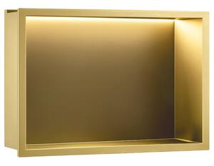 Bathroom shelf LED 30x45 brush gold