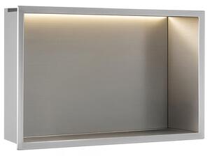 Bathroom shelf LED 30x45 steel brush