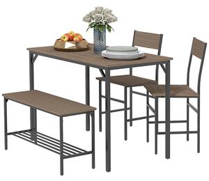 HOMCOM Compact Dining Suite: Modern Four-Piece Set with Table, Chairs, and Bench for Any Home
