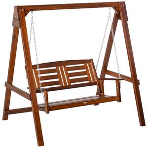 Outsunny 2 Seater Outdoor Garden Swing Chair Wooden Hammock Bench for Porch Patio Yard