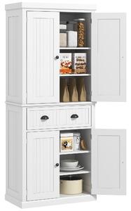 HOMCOM Traditional Kitchen Cupboard Freestanding Storage Cabinet with Drawer, Doors and Adjustable Shelves, White