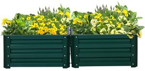 Outsunny Set of 2 Raised Garden Bed, Outdoor Elevated Galvanised Planter Box for Flowers, Herbs, 60x60x30.5cm, Green