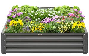 Outsunny 432L Square Raised Garden Bed Box Steel Frame for Vegetables, Flowers and Herbs, 120 x 120 x 30cm, Light Grey