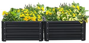 Outsunny Set of 2 Raised Garden Bed, Outdoor Elevated Galvanised Planter Box for Flowers, Herbs, 60x60x30.5cm, Grey