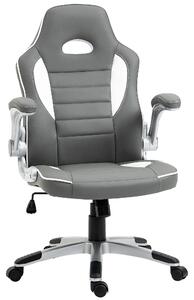 HOMCOM Racing Style Gaming Chair, Adjustable Swivel Office Chair with Tilt Function & Flip-Up Armrests, Grey