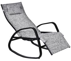 Outsunny Texteline Rocking Lounge Chair Zero Gravity Rocker Patio Adjustable Garden Outdoor Recliner Seat w/ Pillow, Footrest - Grey