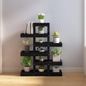 Plant Stand Black 85x25x109.5 cm Solid Wood Pine