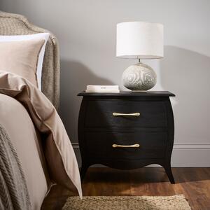 Keiko 2 Drawer Bedside Table, Black Mango Wood Black