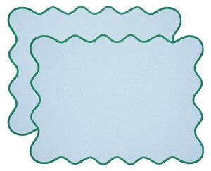 Set of 2 Scalloped Placemats Light Blue