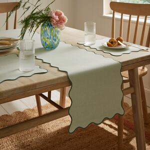 Scalloped Edge Table Runner Sage (Green)