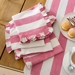 Linford Set of 4 Striped Frill Napkins Fuchsia