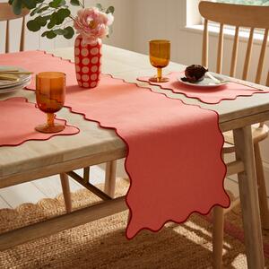 Scalloped Edge Table Runner Pink