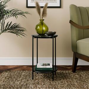 Santi Side Table, Mango Wood and Marble Black