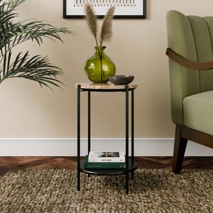 Santi Side Table, Mango Wood and Marble Brown