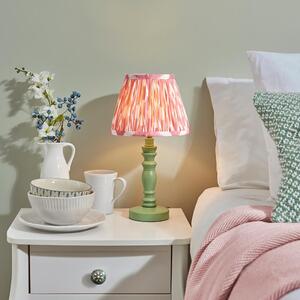 Laredo Coral Pink 20cm Shade Wood Table Lamp In Cotswold Green